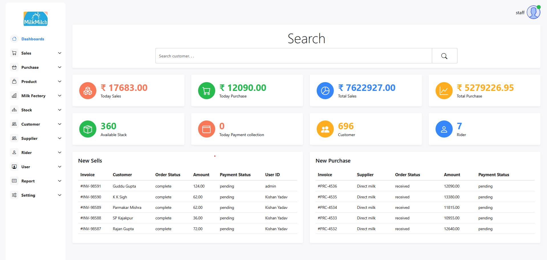MilkMilch Application